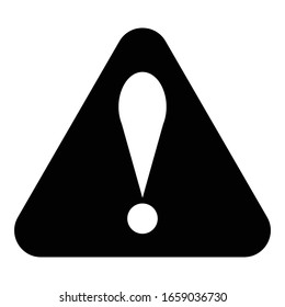 Flat Attention Icon Sign. Flat white attention icon on black triangle