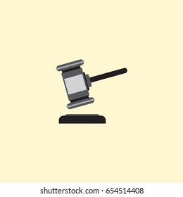 Flat Auction Element. Vector Illustration Of Flat Verdict Isolated On Clean Background. Can Be Used As Auction, Verdict And Gavel Symbols.