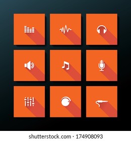 Flat audio icon set - vector illustration