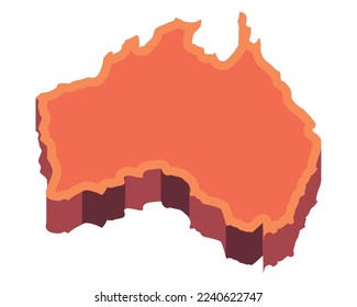 flat australian map over white