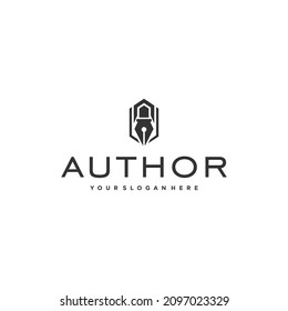 Flat AUTHOR Silhouette Pen black Ink logo design