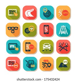 flat auto icons set