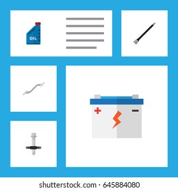Flat Auto Set Of Pipeline, Muffler, Coupler And Other Vector Objects. Also Includes Pipeline, Silent, Car Elements.