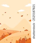 Flat autumn background portrait vector design illustration