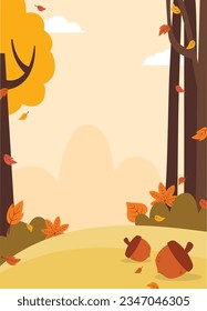 Flat autumn background portrait vector design