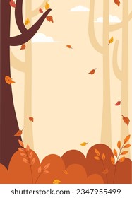 Flat autumn background portrait vector design illustration