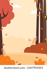 Flat autumn background portrait vector design illustration