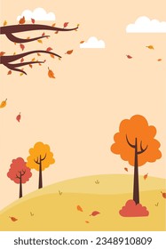 Flat autumn background portrait vector illustration