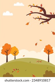 Flat autumn background portrait vector illustration