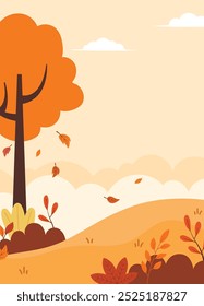 Flat autumn background portrait vector design illustration
