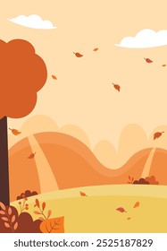 Flat autumn background portrait vector design illustration