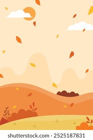 Ilustración plana de diseño de Vector de retrato de fondo de otoño