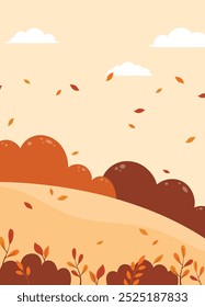 Flat autumn background portrait vector design illustration