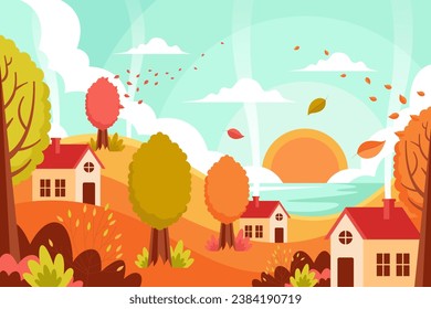 Flat autumn background vector design illustration in eps 10