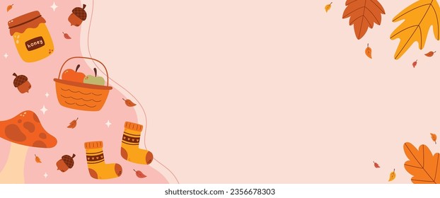 Flat autumn banner vector illustration