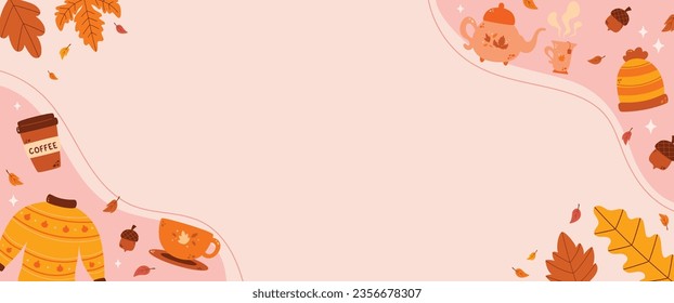 Flat autumn banner vector illustration