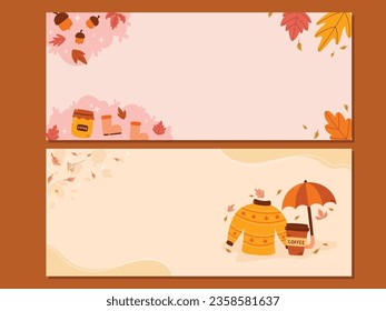 Flat autumn horizontal template vector design illustration