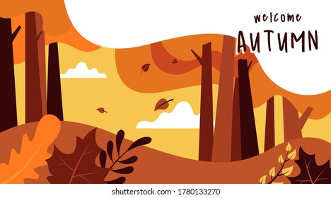 Flat autumn landscape background illustration vector
