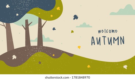 Flat autumn landscape background illustration vector