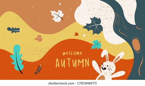 Flat autumn landscape background illustration vector