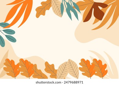 Flat autumn leaf vector element background