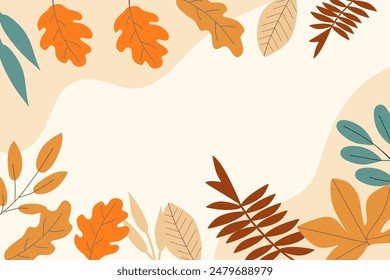 Flat autumn leaf vector element background