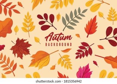 Flat autumn leaves decorative background