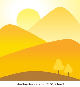 Flat autumn nature landscape illustration