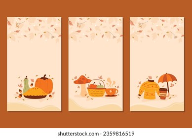 Ilustración de diseño vectorial de plantilla de retrato de otoño plana