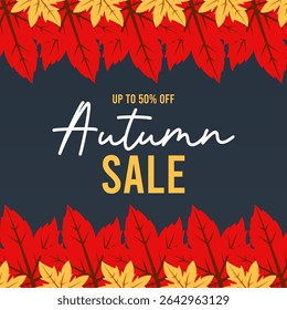 Flat autumn sale background template. Autumn sale banner illustration 
