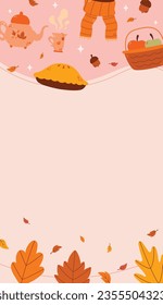 Flat autumn season portrait illustration