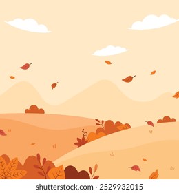 Flat autumn square background vector design illustration