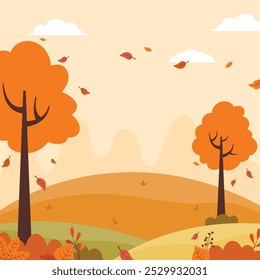 Ilustración plana de diseño de Vector de fondo cuadrado de otoño