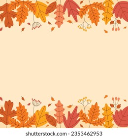 Flat autumn themed background vector illustration