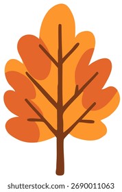 Flat autumn tree leaf in orange yellow tone