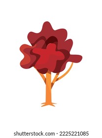 flacher Herbstbaum auf Weiß