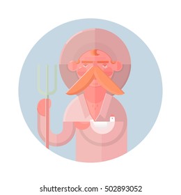 Flat avatar in a circular shape. profession - farmer