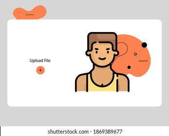 Icono de avatar plano de una persona. ilustración del vector de la cara de bodybuilder para el perfil de usuario. Retrato de dibujos animados de color redondo