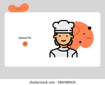 Flat avatar icon of a person. chef face vector illustration for user profile. Round colored cartoon portrait