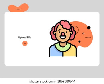 Flat avatar icon of a person. clown face vector illustration for user profile. Round colored cartoon portrait