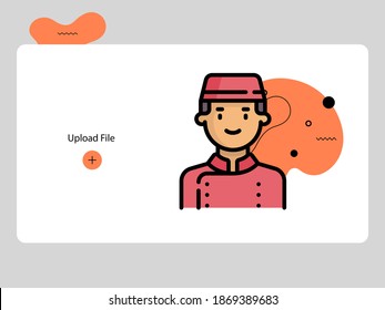 Flat avatar icon of a person. concierge face vector illustration for user profile. Round colored cartoon portrait