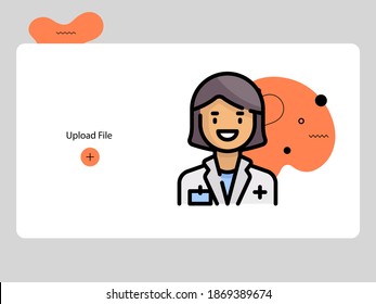 Flat avatar icon of a person. doctor face vector illustration for user profile. Round colored cartoon portrait