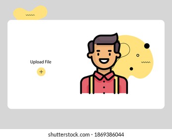 Flat avatar icon of a person. man face vector illustration for user profile. Round colored cartoon portrait