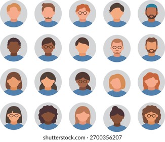 Flat Avatar Icon Set — Diverse People Profile Illustrations
