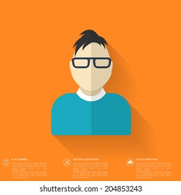 Flat avatar icons. Business concept, global communication. Web site user profile.  Social media, network elements.