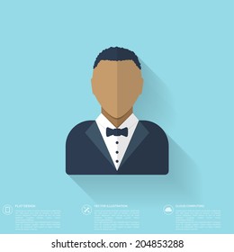 Flat avatar icons. Business concept, global communication. Web site user profile.  Social media, network elements.