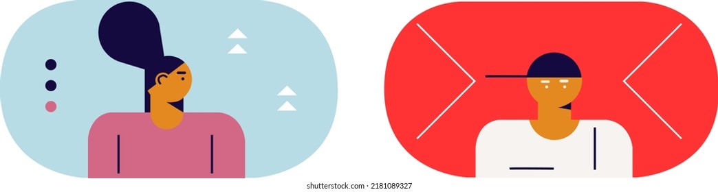 Flat avatar icons. Vector people character illustration. Cartoon minimal style. Ideal for social media and business presentations, user interface, UX, graphic and web design, apps and interfaces