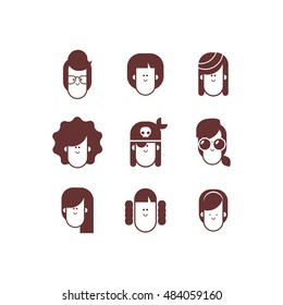 Flat avatar icons.Vector flat icon set and illustration of different people characters