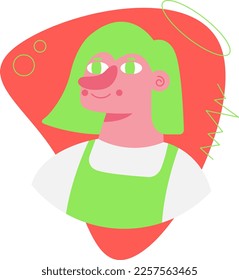 Flat avatar, person on red bacground, cartoon character