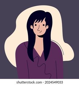 Flat avatar woman vector character. Cartoon style girl for social networks, games, infographics, etc.
